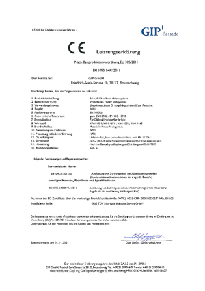 Leistungserklärung für DKV 1 Edelstahl